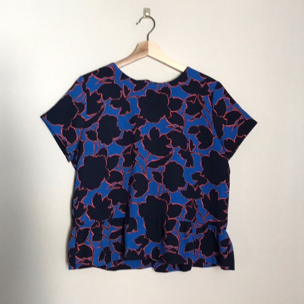 Graphic floral print peplum blouse